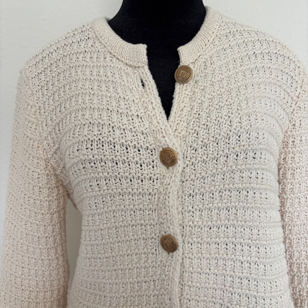 Zara Cream Ecru Textured Knit Cardigan - Picture 2 of 10